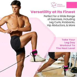 Special Essentials Ankle Cuffs with Adjustable Foot Strap for Cable Machine & Resistance Bands