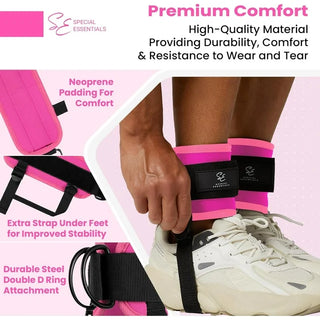 Special Essentials Ankle Cuffs with Adjustable Foot Strap for Cable Machine & Resistance Bands