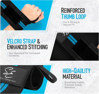 Special Essentials Wrist Straps and Wrist Wraps for Men & Women (2 Pair Bundle)