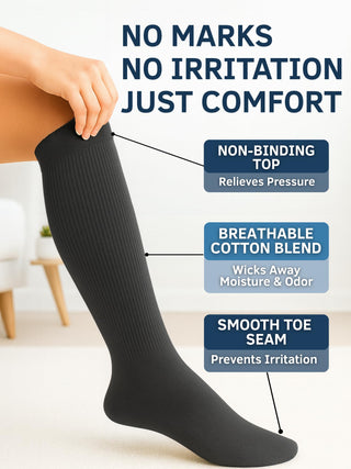 Special Essentials Diabetic Socks for Men & Women – Non-Binding Over The Calf Extra Wide Top Cotton Neuropathy Socks