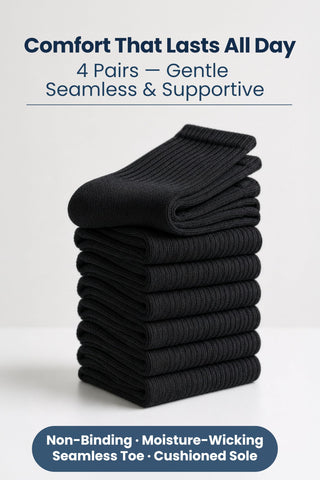 Special Essentials Diabetic Socks for Men & Women – Non-Binding Over The Calf Extra Wide Top Cotton Neuropathy Socks
