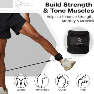 Special Essentials Ankle Cuffs with Adjustable Strap for Cable Machine and Resistance Bands