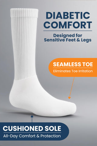 Special Essentials Diabetic Socks for Men & Women – Non-Binding Over The Calf Extra Wide Top Cotton Neuropathy Socks