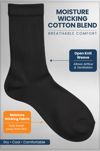 Special Essentials 12 Pairs Cotton Diabetic Socks for Men & Women - Non-Binding Extra Wide Top Neuropathy Socks - Crew Socks