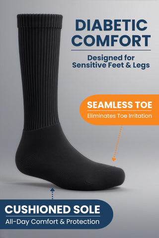 Special Essentials Diabetic Socks for Men & Women – Non-Binding Over The Calf Extra Wide Top Cotton Neuropathy Socks