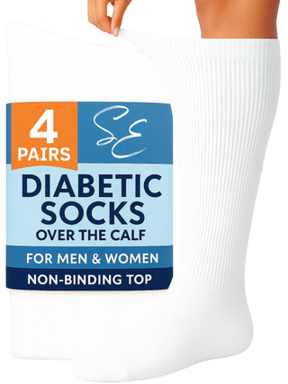 Special Essentials Diabetic Socks for Men & Women – Non-Binding Over The Calf Extra Wide Top Cotton Neuropathy Socks