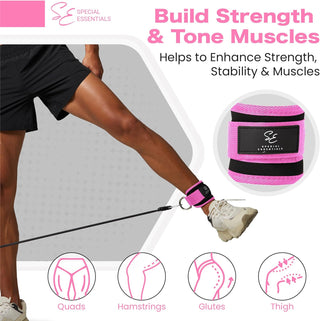 Special Essentials Ankle Cuffs with Adjustable Strap for Cable Machine and Resistance Bands