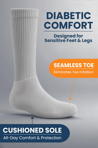 Special Essentials Diabetic Socks for Men & Women – Non-Binding Over The Calf Extra Wide Top Cotton Neuropathy Socks