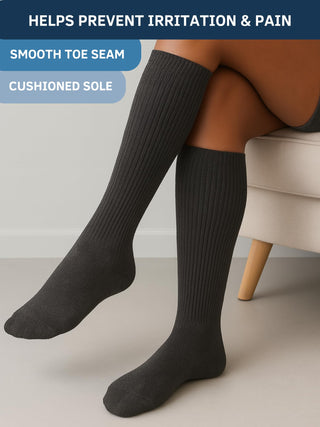Special Essentials Diabetic Socks for Men & Women – Non-Binding Over The Calf Extra Wide Top Cotton Neuropathy Socks