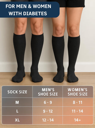 Special Essentials Diabetic Socks for Men & Women – Non-Binding Over The Calf Extra Wide Top Cotton Neuropathy Socks