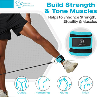 Special Essentials Ankle Cuffs with Adjustable Strap for Cable Machine and Resistance Bands