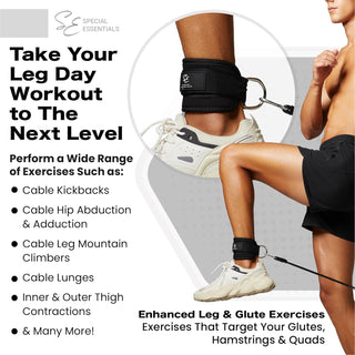 Special Essentials Ankle Cuffs with Adjustable Strap for Cable Machine and Resistance Bands
