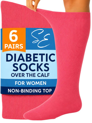 Special Essentials Diabetic Socks for Men & Women – Non-Binding Over The Calf Extra Wide Top Cotton Neuropathy Socks