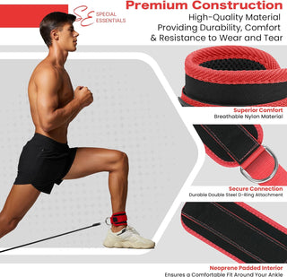 Special Essentials Ankle Cuffs with Adjustable Strap for Cable Machine and Resistance Bands