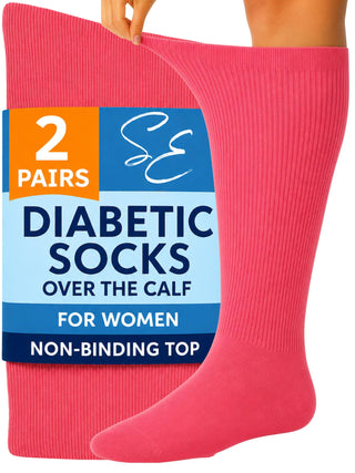 Special Essentials Diabetic Socks for Men & Women – Non-Binding Over The Calf Extra Wide Top Cotton Neuropathy Socks