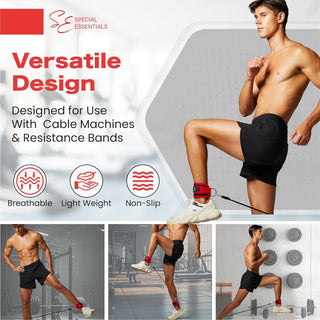 Special Essentials Ankle Cuffs with Adjustable Strap for Cable Machine and Resistance Bands