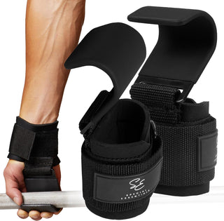Special Essentials Weight Lifting Hooks - 1 Pair of Premium Steel Hooks with Padded Wrist Straps