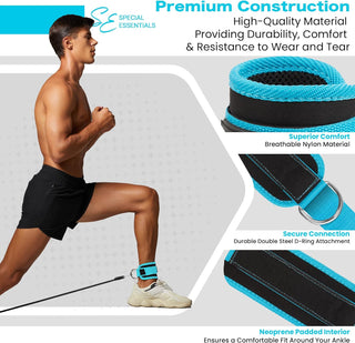 Special Essentials Ankle Cuffs with Adjustable Strap for Cable Machine and Resistance Bands