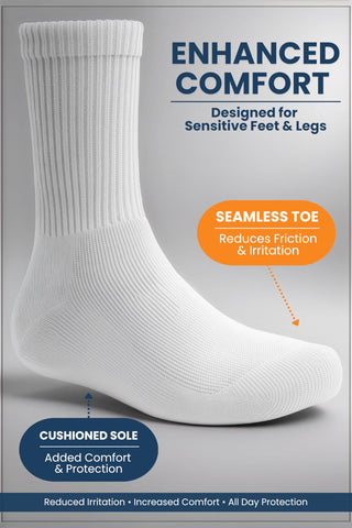 Special Essentials 12 Pairs Cotton Diabetic Socks for Men & Women - Non-Binding Extra Wide Top Neuropathy Socks - Crew Socks