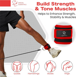 Special Essentials Ankle Cuffs with Adjustable Strap for Cable Machine and Resistance Bands