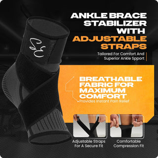 Special Essentials 1 Pair Ankle Brace with Ankle Strap for Men & Women Ankle/Foot Compression Sleeve Wrap