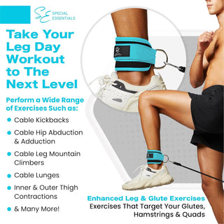 Special Essentials Ankle Cuffs with Adjustable Strap for Cable Machine and Resistance Bands