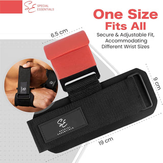 Special Essentials Weight Lifting Hooks - 1 Pair of Premium Steel Hooks with Padded Wrist Straps