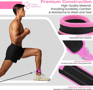 Special Essentials Ankle Cuffs with Adjustable Strap for Cable Machine and Resistance Bands