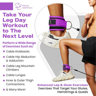 Special Essentials Ankle Cuffs with Adjustable Strap for Cable Machine and Resistance Bands