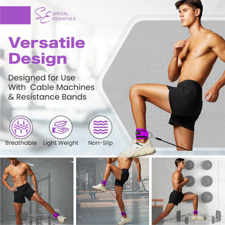 Special Essentials Ankle Cuffs with Adjustable Strap for Cable Machine and Resistance Bands