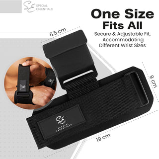Special Essentials Weight Lifting Hooks - 1 Pair of Premium Steel Hooks with Padded Wrist Straps