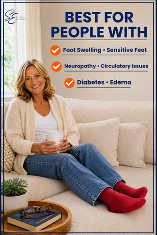 Special Essentials Diabetic Socks for Men & Women – Non-Binding Over The Calf Extra Wide Top Cotton Neuropathy Socks