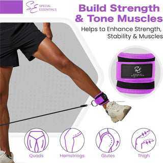 Special Essentials Ankle Cuffs with Adjustable Strap for Cable Machine and Resistance Bands