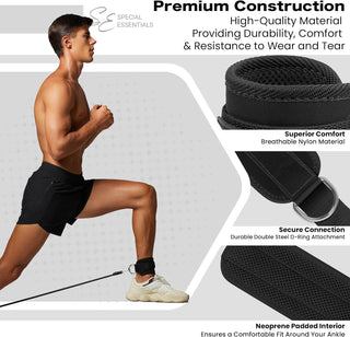Special Essentials Ankle Cuffs with Adjustable Strap for Cable Machine and Resistance Bands