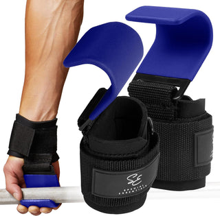 Special Essentials Weight Lifting Hooks - 1 Pair of Premium Steel Hooks with Padded Wrist Straps