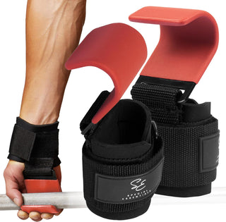 Special Essentials Weight Lifting Hooks - 1 Pair of Premium Steel Hooks with Padded Wrist Straps