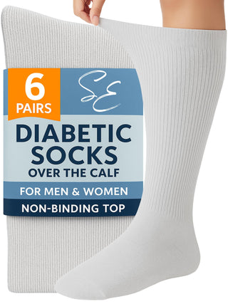 Special Essentials Diabetic Socks for Men & Women – Non-Binding Over The Calf Extra Wide Top Cotton Neuropathy Socks