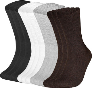 Special Essentials 12 Pairs Cotton Diabetic Socks for Men & Women - Non-Binding Extra Wide Top Neuropathy Socks - Crew Socks