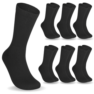 Special Essentials 6 Pairs Non-Binding Diabetic & Circulator Crew Socks For Men & Women - Soft Moisture-Wicking Cotton