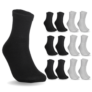 Special Essentials 12 Pairs Cotton Diabetic Ankle Socks - Non-Binding With Extra Wide Top For Men and Women