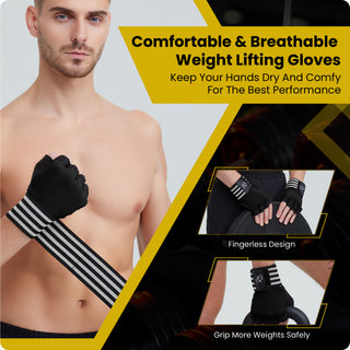 Special Essentials Workout Fingerless Gym Gloves with Non-Slip Padding and Wrist Strap for Men and Women