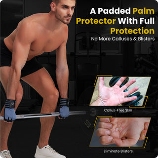 Special Essentials Workout Fingerless Gym Gloves with Non-Slip Padding and Wrist Strap for Men and Women