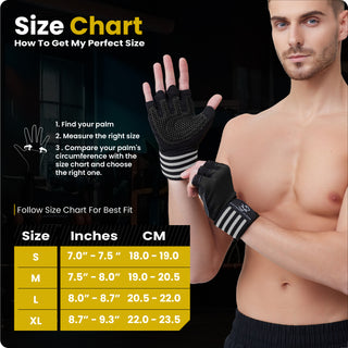 Special Essentials Workout Fingerless Gym Gloves with Non-Slip Padding and Wrist Strap for Men and Women