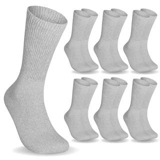 Special Essentials 6 Pairs Non-Binding Diabetic & Circulator Crew Socks For Men & Women - Soft Moisture-Wicking Cotton