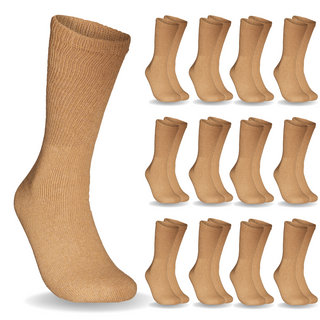 Special Essentials 12 Pairs Cotton Diabetic Socks for Men & Women - Non-Binding Extra Wide Top Neuropathy Socks - Crew Socks