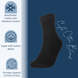 Special Essentials 3 Pairs Cotton Diabetic Ankle Socks - Non-Binding With Extra Wide Top For Men and Women