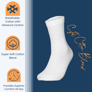 Special Essentials 12 Pairs Cotton Diabetic Ankle Socks - Non-Binding With Extra Wide Top For Men and Women