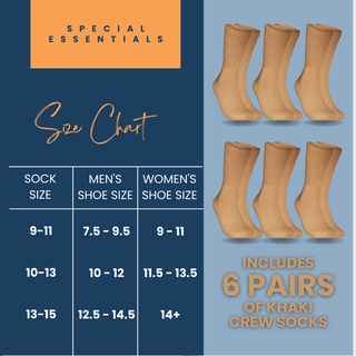 Special Essentials 6 Pairs Cotton Diabetic Socks for Men & Women - Non-Binding Extra Wide Top Neuropathy Socks - Crew Socks