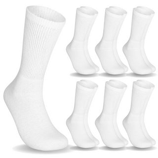 Special Essentials 6 Pairs Non-Binding Diabetic & Circulator Crew Socks For Men & Women - Soft Moisture-Wicking Cotton