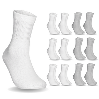 Special Essentials 12 Pairs Cotton Diabetic Ankle Socks - Non-Binding With Extra Wide Top For Men and Women